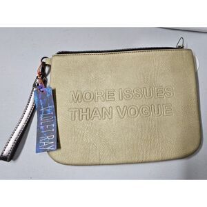 NWT VIOLET RAY make up bag " more issues than‎ vogue " brown 11" *8"